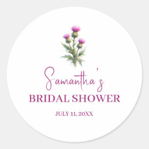 Scottish Thistle Purple Floral Bridal Shower Classic Round Sticker