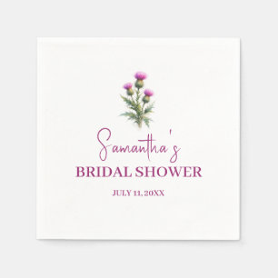 Scottish Thistle Purple Floral Bridal Shower Napkin