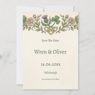 Scottish Thistle Rose Celtic Heart Save the Date C