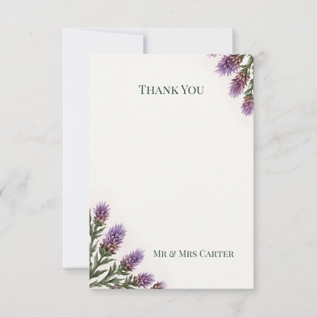 Scottish Thistle  Thank You Card (Front)