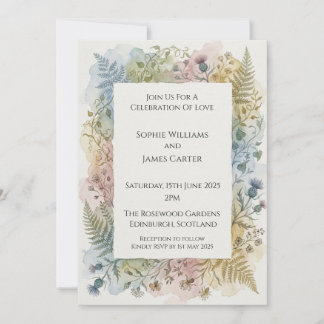 Scottish Thistle Watercolor Botanical Wedding Invitation