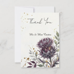 Scottish Thistle Watercolour Wedding Thank You Car Card