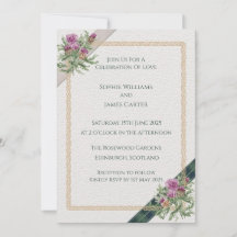 Scottish Thistle Wedding Invitation Celtic Tartan