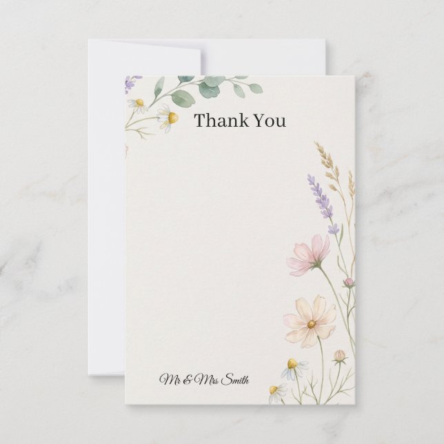 Scottish Thistle Wedding Thank You Card (Front)