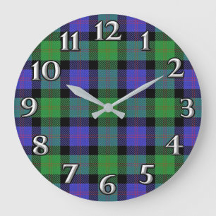 Scottish Time Accents Clan Blair Tartan Large Clock