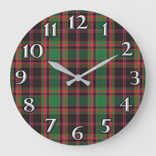 Scottish Time Accents Clan Cumming Hunting Tartan Large Clock
