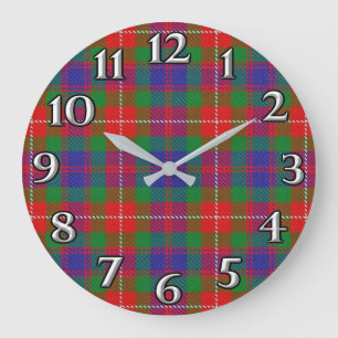Scottish Time Accents Clan Fraser of Lovat Tartan Large Clock
