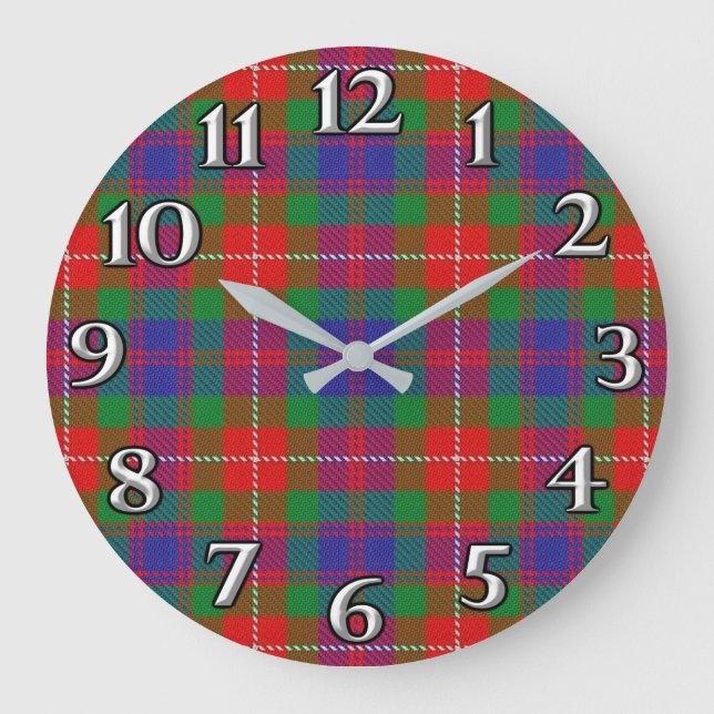 Scottish Time Accents Clan Fraser of Lovat Tartan Large Clock (Front)