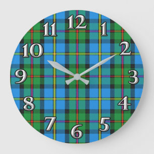 Scottish Time Accents Clan MacLeod Harris Tartan Large Clock
