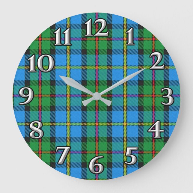 Scottish Time Accents Clan MacLeod Harris Tartan Large Clock (Front)