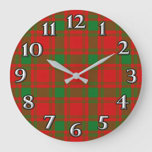 Scottish Time Accents Clan MacQuarrie Tartan Large Clock