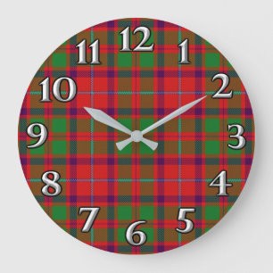 Scottish Time Accents Clan Shaw Tartan Large Clock