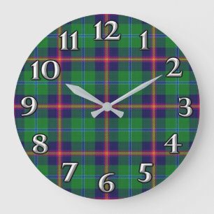 Scottish Time Accents Clan Young Tartan Large Clock
