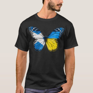 Scottish Ukrainian Flag Butterfly Scotland Ukraine T-Shirt
