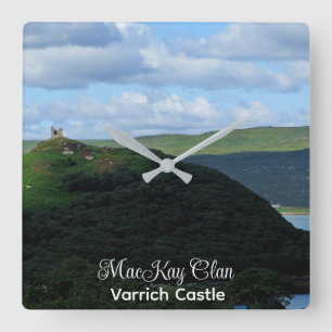Scottish Varrich Castle MacKay Clan Square Wall Clock