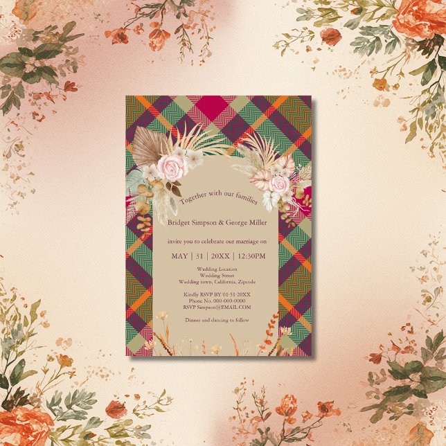 scottish vintage boho chic greenery wedding invitation (Creator Uploaded)