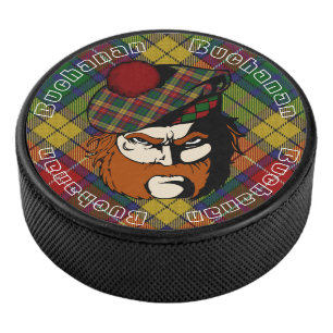 Scottish Warrior Clan Buchanan Tartan Hockey Puck
