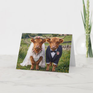 Scottish Wedding Highland Cows Card