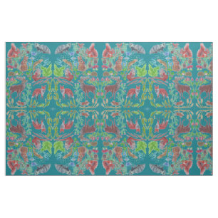 scottish wildlife fox stag badger squirrel thistle fabric