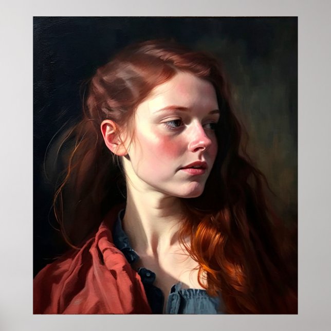 Scottish Woman Portrait Oil Painting Poster (Front)