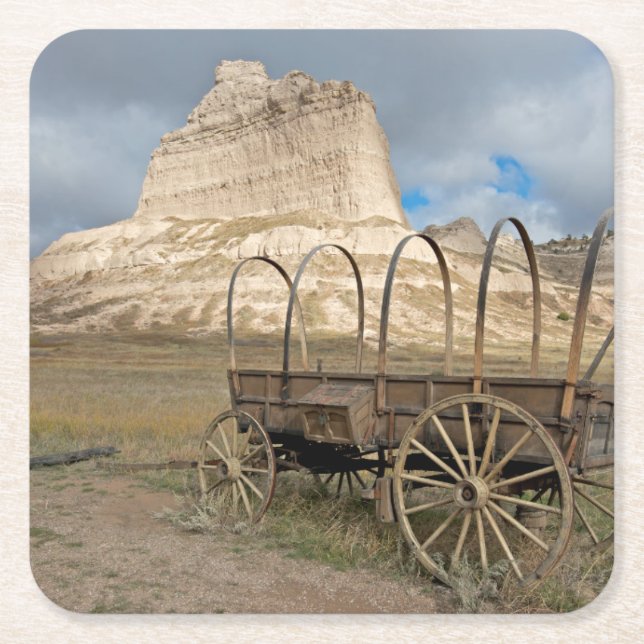 Scott's Bluff in present day Nebraska Square Paper Coaster (Front)