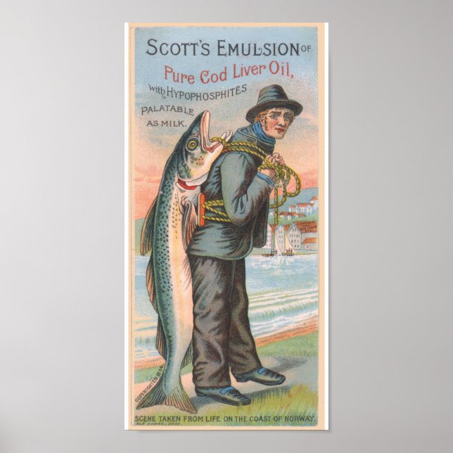 Scotts Cod Liver Oil Vintage Advertisement Poster (Front)