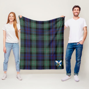 Scotts MacKenzie Modern Blue Tartan Plaid Fleece Blanket