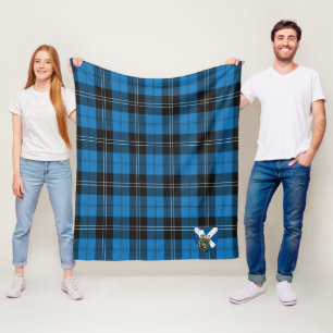 Scotts Ramsay Blue Ancient Tartan Plaid Fleece Blanket
