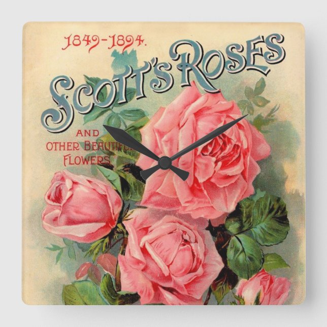 Scotts Roses Advertisement Square Wall Clock (Front)