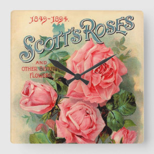 Scotts Roses Advertisement Square Wall Clock