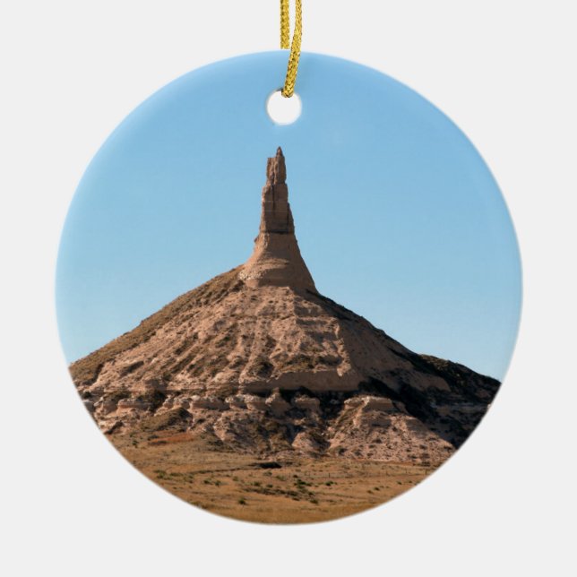 Scottsbluff Nebraska Chimney Rock Spire Ceramic Ornament (Front)