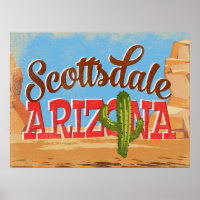 Scottsdale Arizona Vintage Travel Poster