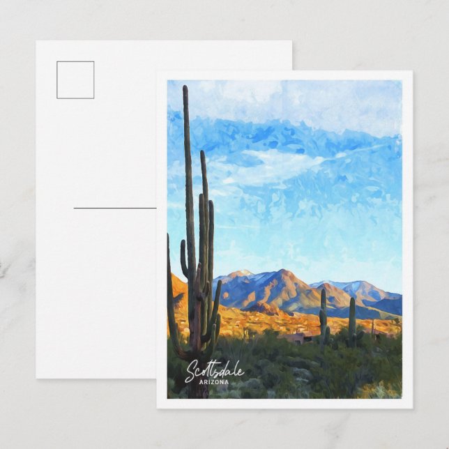 Scottsdale Arizona Watercolor Illustration Postcard (Front/Back)