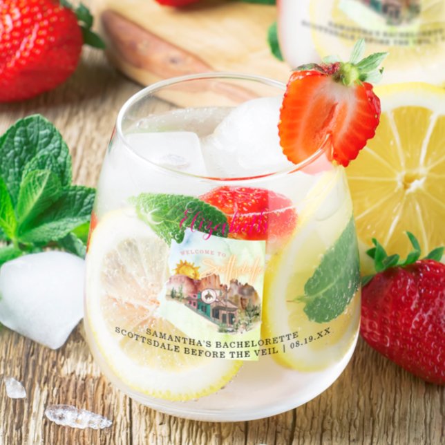 Scottsdale AZ | Monogram Bachelorette Stemless Wine Glass (Creator Uploaded)