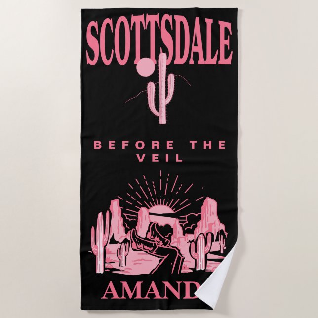 Scottsdale Bachelorette Party Customised Bridal Beach Towel (Front)