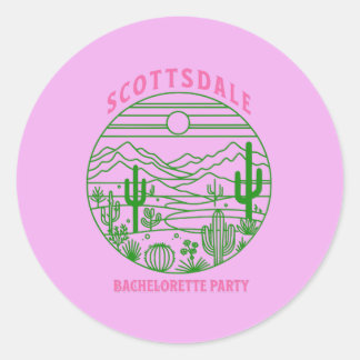 scottsdale bachelorette pink cactus classic round sticker