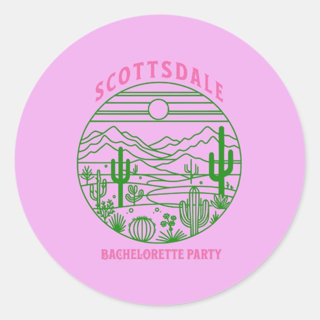 scottsdale bachelorette pink cactus classic round sticker (Front)