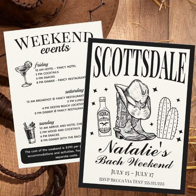 Scottsdale Bachelorette Social Cocktail Itinerary Invitation (Creator Uploaded)