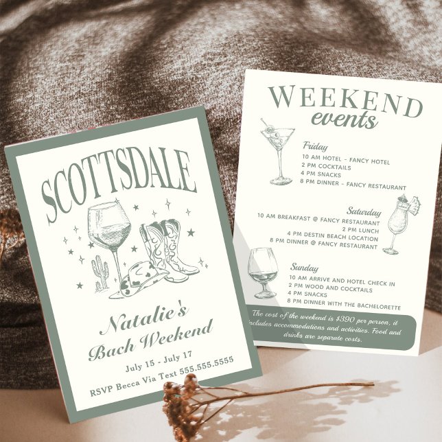 Scottsdale Bachelorette Social Cocktail Itinerary Invitation (Creator Uploaded)
