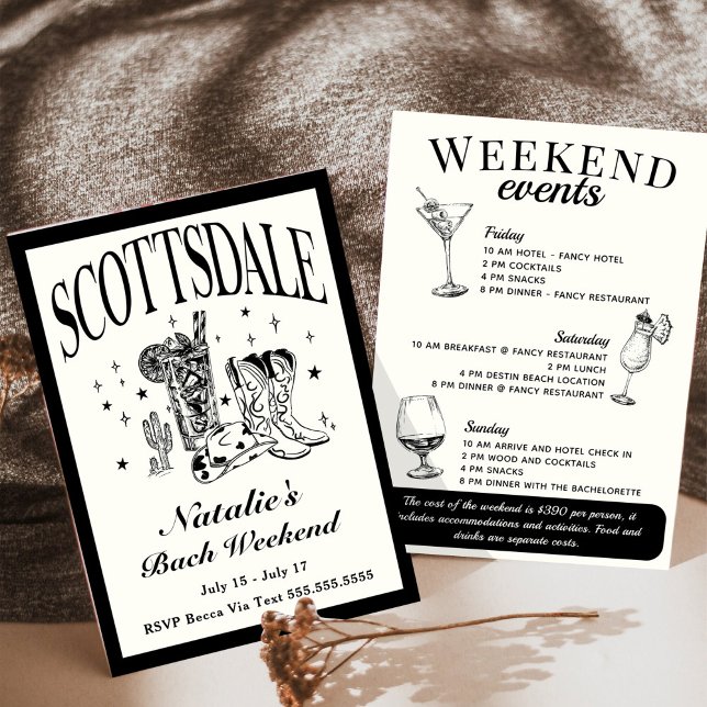 Scottsdale Bachelorette Social Cocktail Itinerary Invitation (Creator Uploaded)