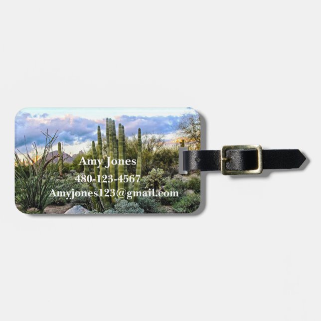 Scottsdale succulent Sunset Luggage Tag (Front Horizontal)