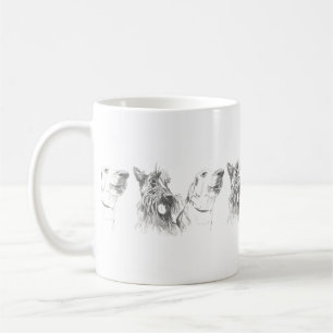 Scotty Dog and Labrador Friends ink Illustration Coffee Mug