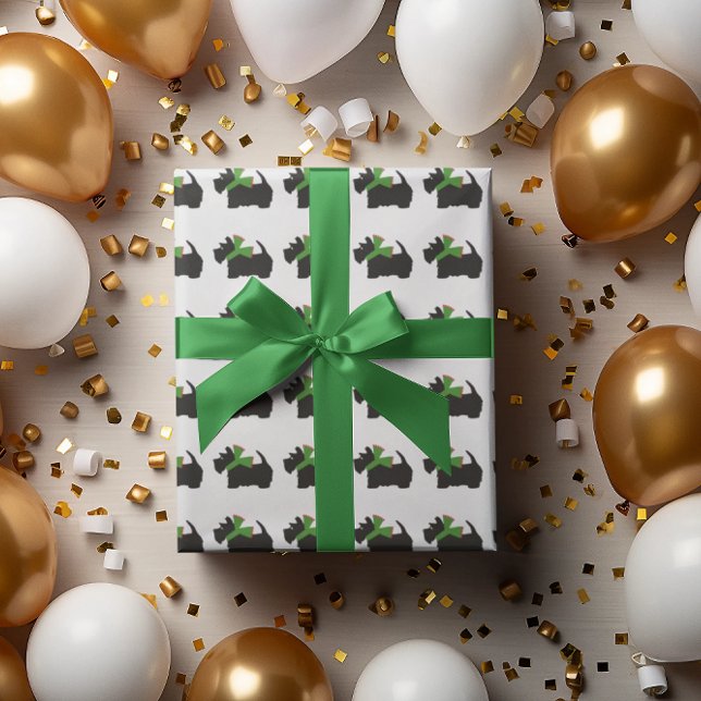 Scotty Dog and Tartan Merry Christmas Wrapping Paper (Jaunty Scottie's in holiday scarves parade across this fun gift wrap.)