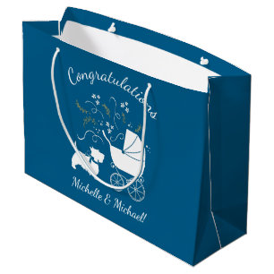 Scotty Dog Baby Shower Puppy Scottish Terrier Blue Large Gift Bag