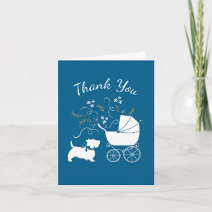 Scotty Dog Baby Shower Puppy Scottish Terrier Blue Thank You Card
