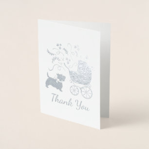 Scotty Dog Baby Shower Puppy Scottish Terrier Grey Foil Card