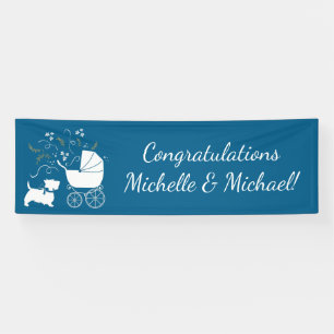 Scotty Dog Baby Shower Scottish Terrier Blue Banner