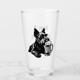 Scotty Dog Drinking Beer Personalised Pint  Glass