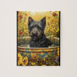 Scotty Dog in Garden Pot Amongst Flowers Puzzle