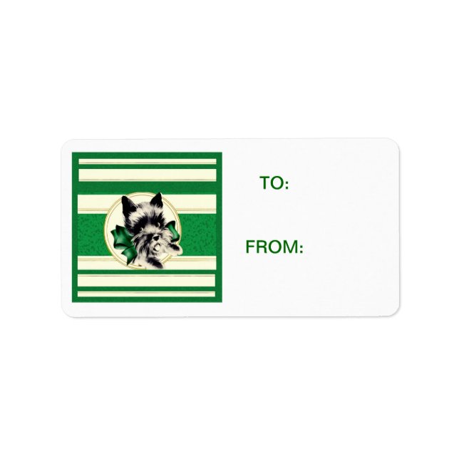 Scotty Dog Scottish Terrier green stripes Tag (Front)